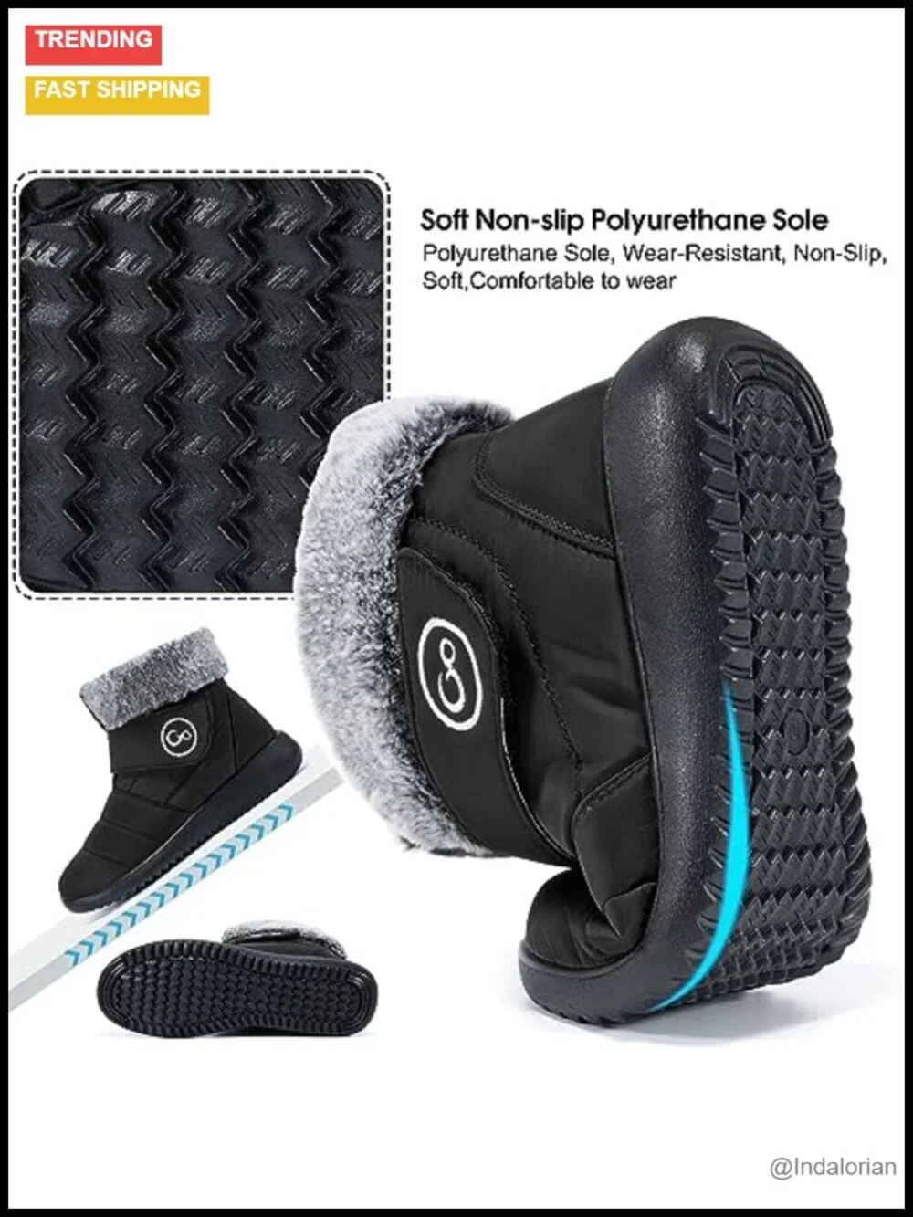 Fur Lined Waterproof Snow Boots Slip On Winter Booties